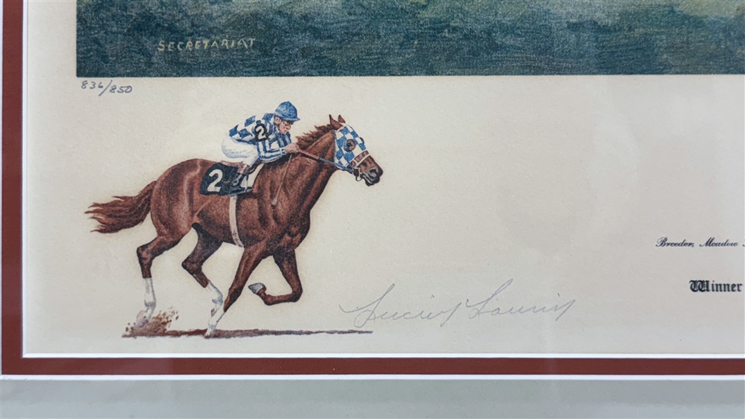 Limited Edition Framed & Matted Secretariat Print w. 3 Signatures #/850 (JSA Auction Letter)