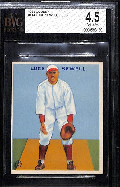 (6) 1933 Goudey Lot - Goose Goslin (SGC 5.5), Al Simmons (SGC 3), Pepper Martin (PSA 3), Luke Sewell (BVG 4.5), Joe Cronin (BVG 2), Frank Frisch (SGC 1)