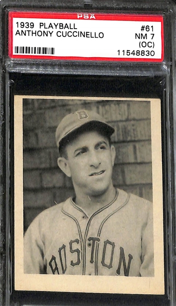 (7) Graded 1939 Play Ball Cards - Mel Ott (SGC 5), Lefty Gomez (SGC 6), Bill Dickey (SGC 4.5), Newsome (SGC 7), Elbert Fletcher (PSA 7), Cuccinello (PSA 7 OC), Warstler (PSA 6)