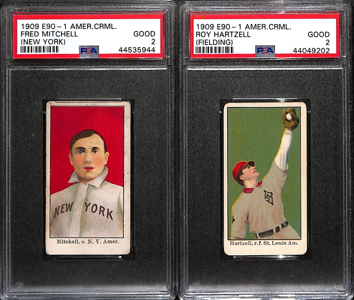 (9) Graded 1909-11 E90-1 American Caramel Cards w. Hal Chase (PSA 3), Bobby Wallace (HOF, PSA 2), Engle (PSA 3.5), Schaefer (PSA 2), Overall (SGC 1.5), Stone (BVG 2), Keeler (SGC 1.5), Mitchell...