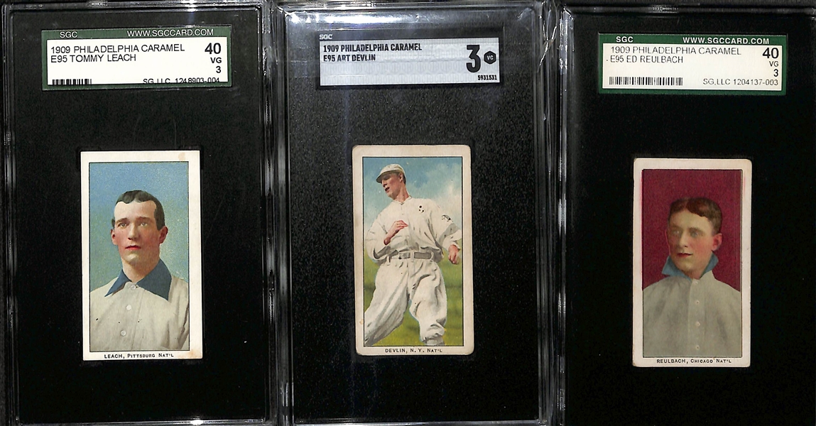 (10) Graded 1909-10 Philadelphia Caramel Cards w. Konetchy (BVG 4), Leach (SGC 3), Devlin (SGC 3), Reulbach (SGC 3), McIntyre (SGC 2.5), Doyle (PSA 2), Sam Crawford (SGC 1.5), +