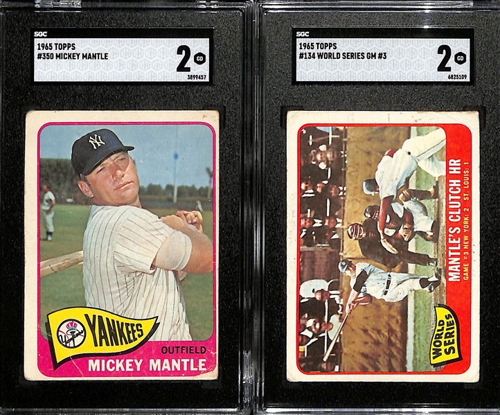 (10) SGC Graded Mickey Mantle Cards - 1962 Topps #200 (4.5), 1968 Topps #280 (4), 1958 w. Aaron #418 (2.5), 1958 #487 (2), 1960 w. Boyer (1.5), 1961 #475 (2.5), 1963 #200 (1), 1964 #50 (2), 1965...