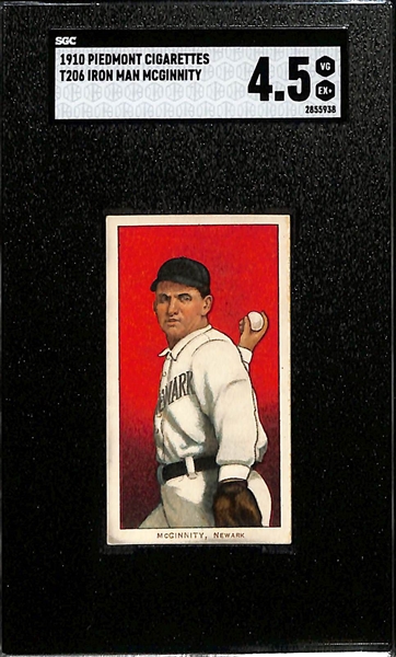 1910 T206 Piedmont Cigarettes Iron Man McGinty (HOF) Graded  SGC 4.5