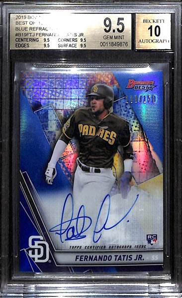 2018 Bowman's Best Fernando Tatis Jr. Auto RC Blue Refractor #138/150 BGS 9.5/10 Auto