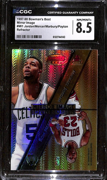 1997-98 Bowman's Best Mirror Image Refractor #MI1 Jordan/Mercer/Marbury/Payton CGC 8.5