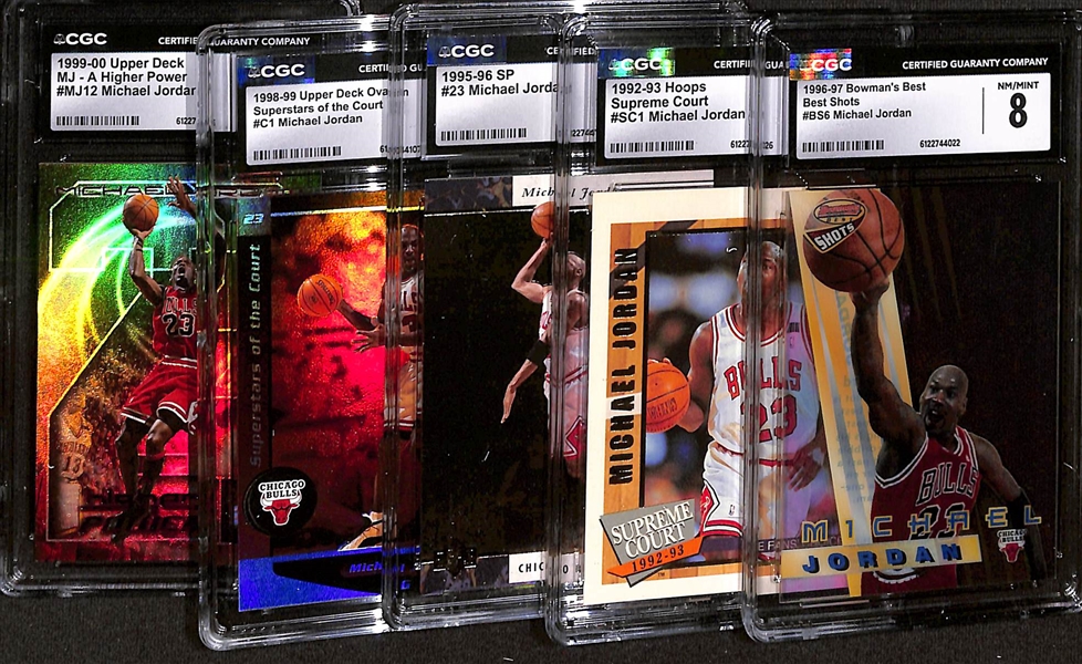 Lot of (5) 1992-00 CGC Graded Michael Jordan Basketball Cards w. 1996-97 Bowman's Best CGC 8