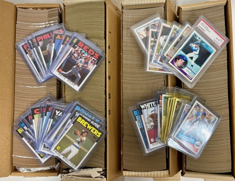 Lot of (4) Topps Baseball Complete Sets w. 1983, (2) 1985, 1986 w. 1983 Ryne Sandberg RC PSA 8