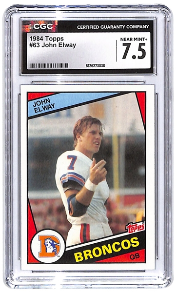 CGC Graded Hall of Fame Quarterback Rookie Card Pair w/ 1981 Topps Joe Montana Rookie CGC 5.5 & 1984 Topps John Elway Rookie CGC 7.5