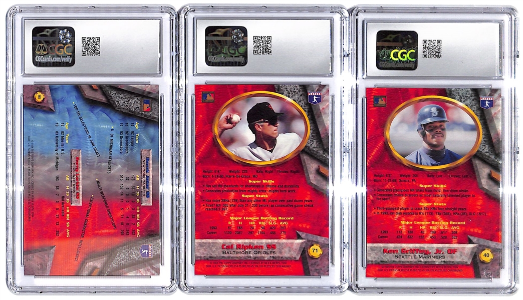 CGC Graded 1994 Bowman’s Best Refractor Trio w. Griffey Jr., Ripken Jr. & Jeter/Larkin 