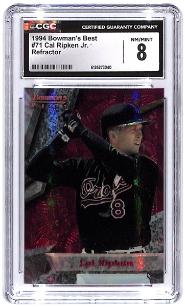 CGC Graded 1994 Bowman’s Best Refractor Trio w. Griffey Jr., Ripken Jr. & Jeter/Larkin 