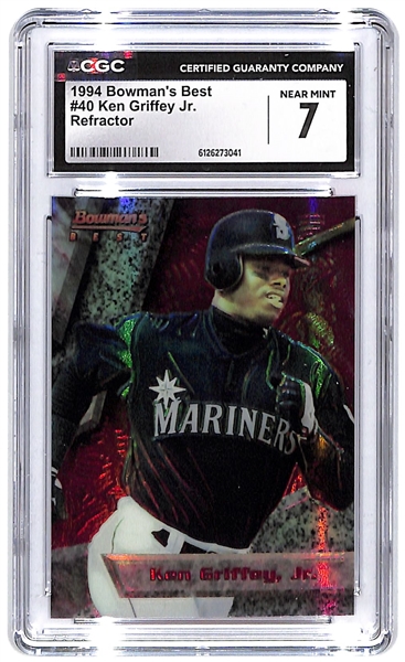 CGC Graded 1994 Bowman’s Best Refractor Trio w. Griffey Jr., Ripken Jr. & Jeter/Larkin 