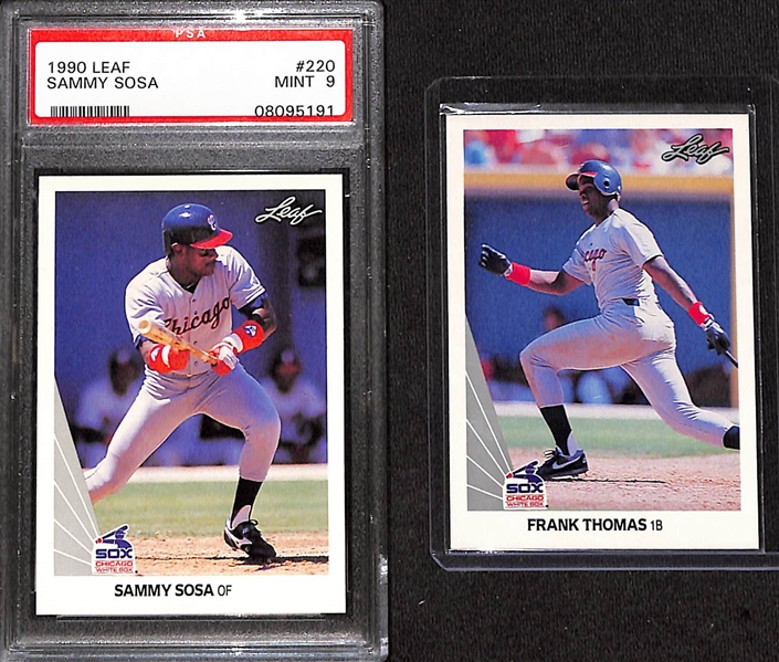 1990 Leaf Complete Set w/ Sammy Sosa PSA 9 Rookie & Frank Thomas Rookie + 2004 Leaf Complete Set