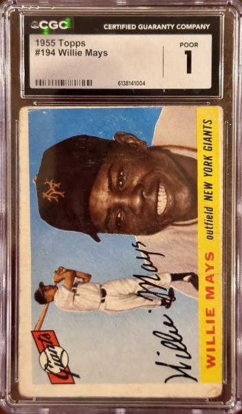 100% of Proceeds Go to St. Jude's Children's Hospital - 1955 Topps Willie Mays #194 CGC 1