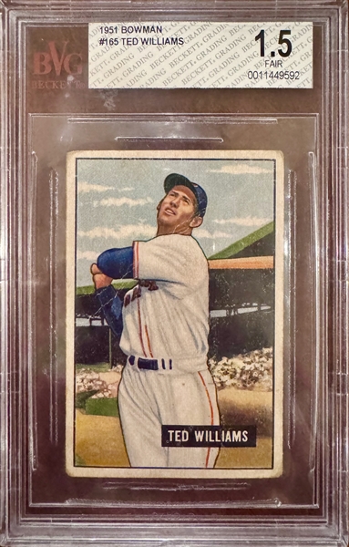 100% of Proceeds Go to St. Jude's Children's Hospital - 1951 Bowman Ted Williams #165 BVG 1.5