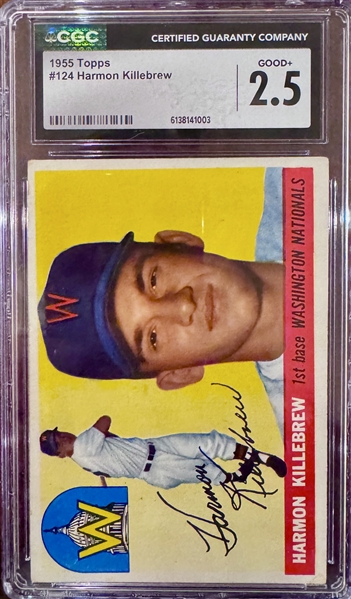 100% of Proceeds Go to St. Jude's Children's Hospital - 1955 Topps Harmon Killebrew #124 CGC 2.5 Rookie Card