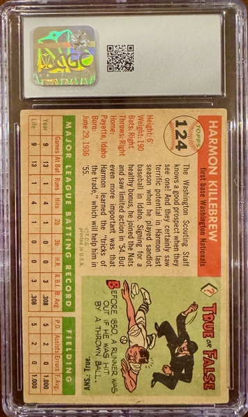 100% of Proceeds Go to St. Jude's Children's Hospital - 1955 Topps Harmon Killebrew #124 CGC 2.5 Rookie Card