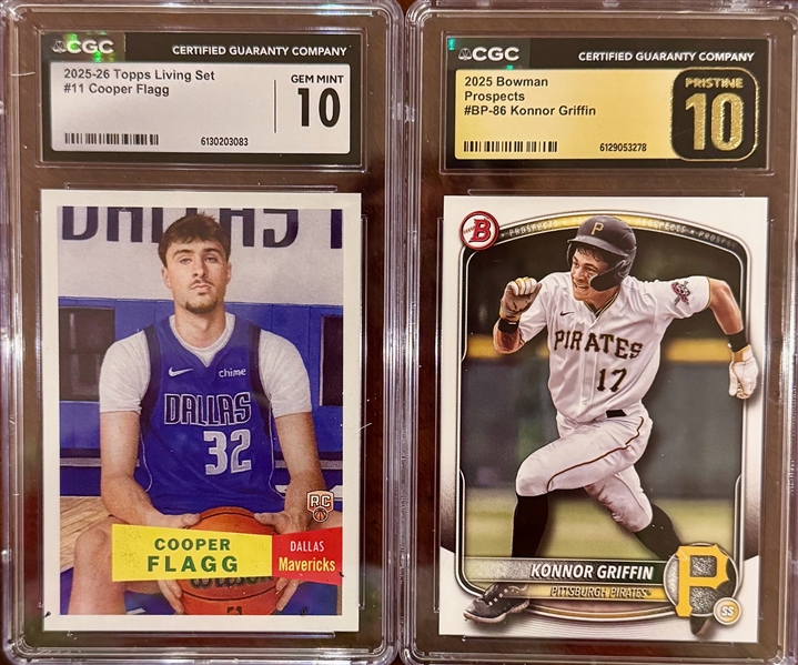100% of Proceeds Go to St. Jude's Children's Hospital - Hot Current Rookie Lot - Cooper Flagg & Konner Griffin - Both CGC 10!