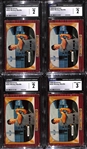 Lot of (4) Graded 1955 Bowman Mickey Mantle Cards #202 - CGC 3 & (3) CGC 2