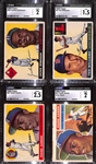 1955-1956 Baseball Card Lot - 1955 Topps Jackie Robinson CGC 2, Ted Williams CGC 1.5, & Hank Aaron CGC 2.5; & 1956 Topps Hank Aaron CGC 2