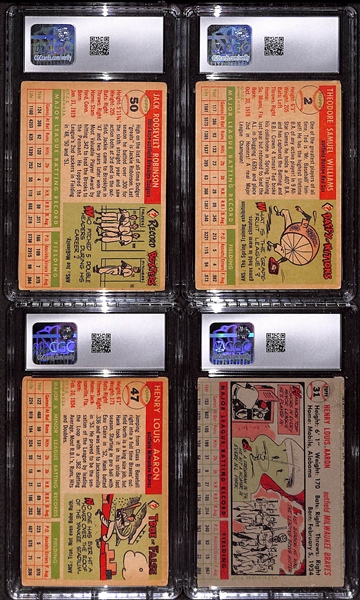 1955-1956 Baseball Card Lot - 1955 Topps Jackie Robinson CGC 2, Ted Williams CGC 1.5, & Hank Aaron CGC 2.5; & 1956 Topps Hank Aaron CGC 2