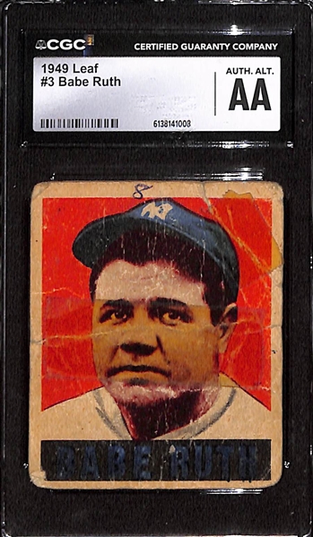 1949 Leaf Babe Ruth #3 CGC Authentic Altered