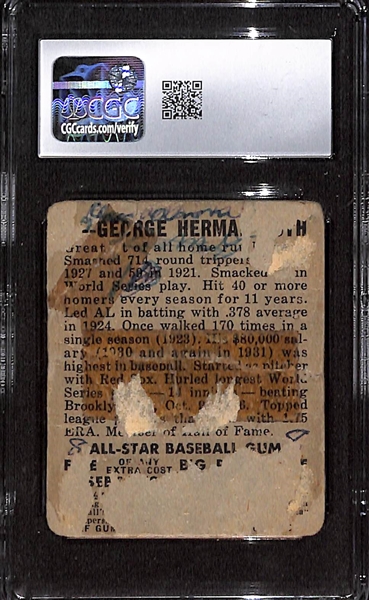 1949 Leaf Babe Ruth #3 CGC Authentic Altered