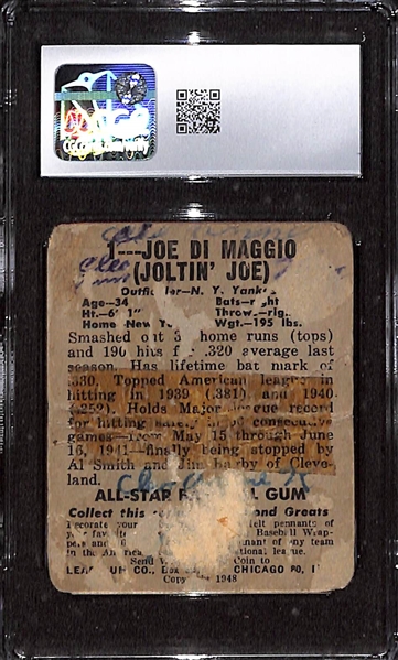 1949 Leaf Joe DiMaggio #1 - CGC Authentic Altered