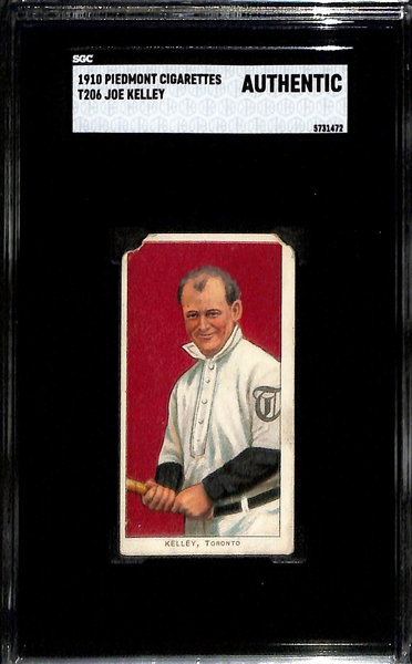 1910 T206 Piedmont Cigarettes Lot - Joe Kelley (HOF, SGC Authentic), Hal Chase (Portrait-Blue, SGC 1.5), Bill O'Hara (NY, SGC 2)