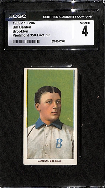 1909-11 T206 Bill Dahlen (Brooklyn Variation) Graded CGC 4 (Piedmont 350 Series, Factory 25)
