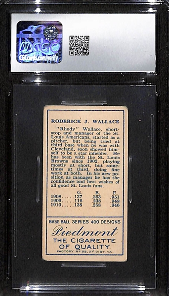 1911 T205 Gold Border Bobby Wallace (HOF - With Cap) Piedmont Tobacco Card Graded CGC 3
