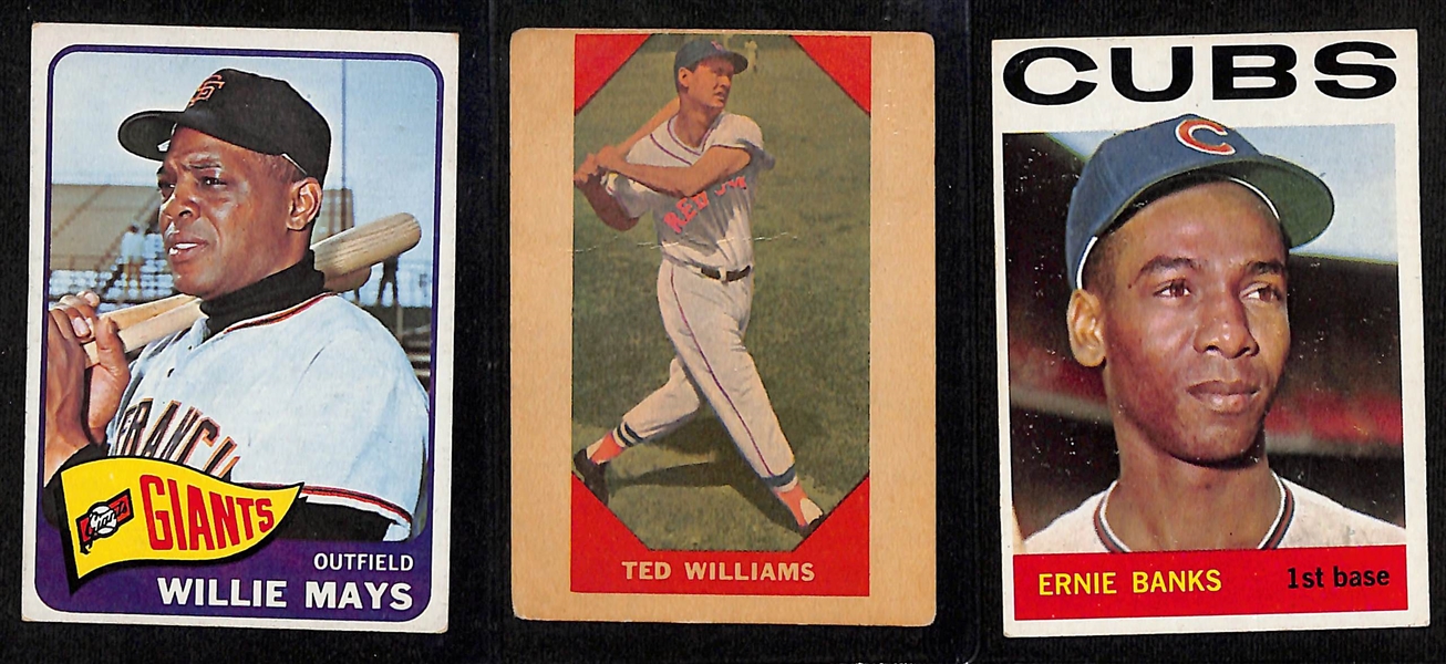 Baseball Card Lot (7) - Willie Mays, Ted Williams, Ernie Banks, 2 Roger Maris & 2 Richie Ashburn