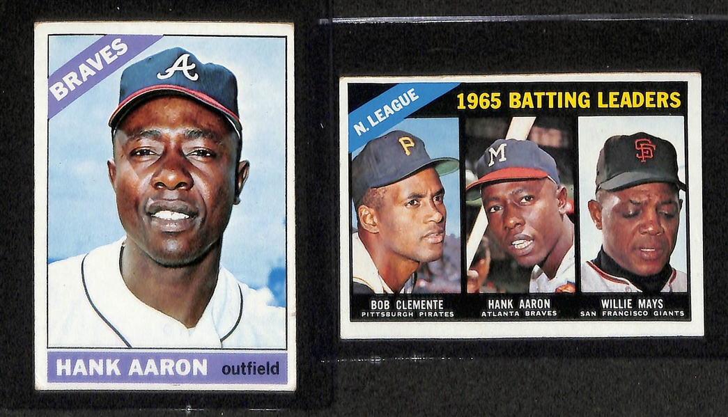 Baseball Card Lot (4) - 1941 Play Ball Harry Danning, 1966 Topps Sandy Koufax, 1966 Topps Hank Aaron, 1966 NL Batting Leaders (Clemente, Aaron, Mays)