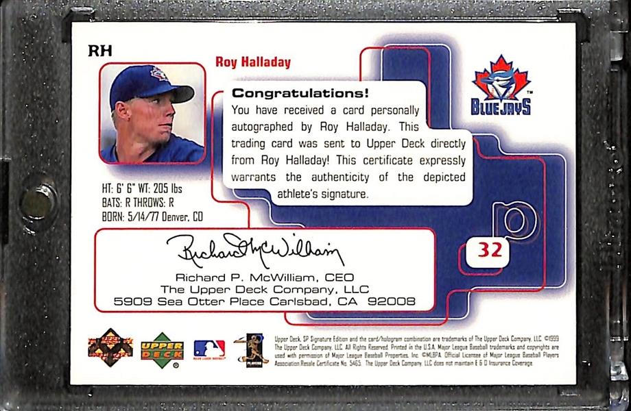 1999 SP Signature Edition Roy Halladay Autograph Card