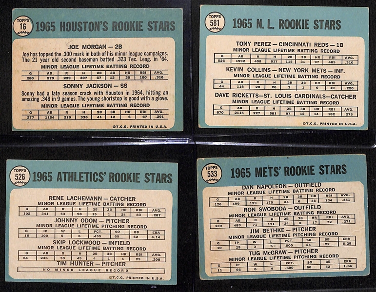 1965 Topps Baseball Rookie Card Lot - Joe Morgan (HOF), Tony Perez (HOF), Jim Catfish Hunter (HOF), Tug McGraw