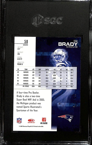 2007 Leaf Rookie & Stars Tom Brady #58 Black Holofoil Insert #ed 25/25 Graded SGC 8.5