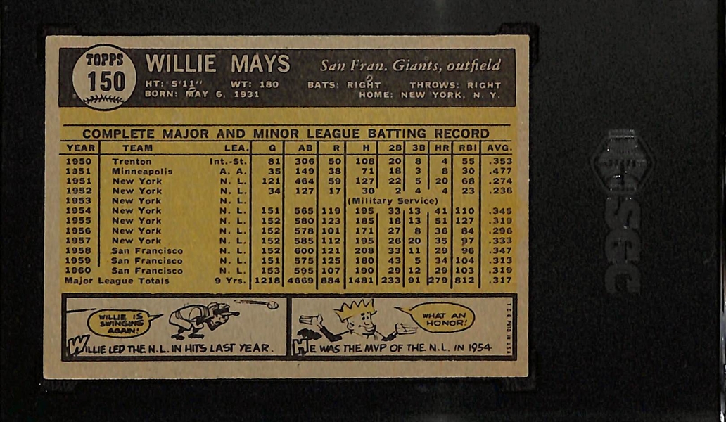 1961 Topps Willie Mays #150 Graded SGC 5