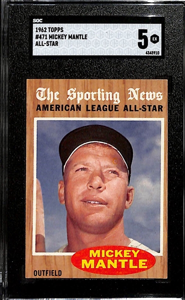 1962 Topps Mickey Mantle All-Star #471 Graded SGC 5