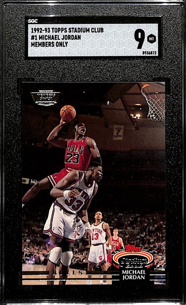 1992-93 Topps Stadium Club Members Only Regular Card Complete 400-Card Set w. Michael Jordan #1 (SGC 9), Shaquille O'Neal Rookie #247 (SGC 9.5), & Michael Jordan #210 (SGC 8)  
