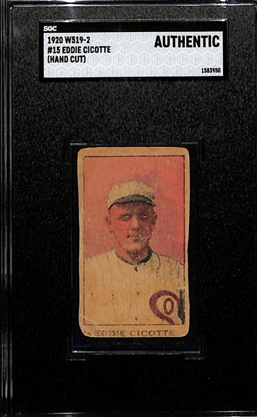 1920 W519-2 Eddie Cicotte #15 (Hand Cut) SGC AU