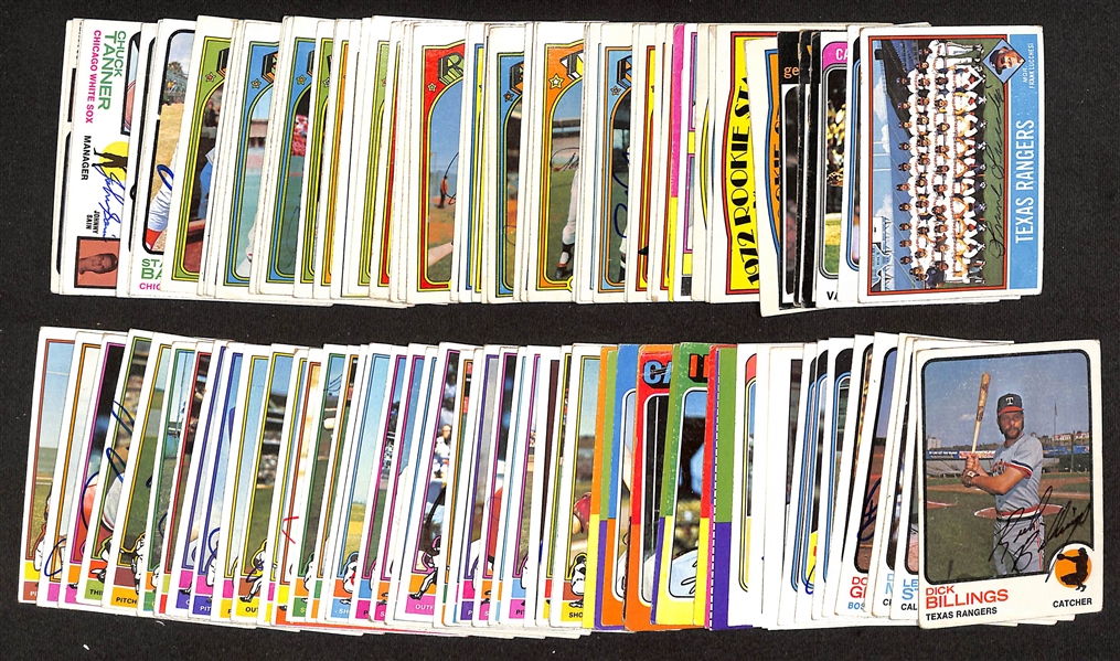 Over (110) Signed 1970-1976 Topps Baseball Cards w. Lucchesi, Dobson, Valentine, (7) Rookie Star Cards, + (JSA Auction Letter)