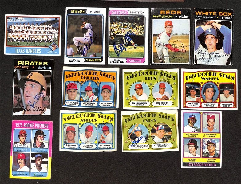 Over (110) Signed 1970-1976 Topps Baseball Cards w. Lucchesi, Dobson, Valentine, (7) Rookie Star Cards, + (JSA Auction Letter)