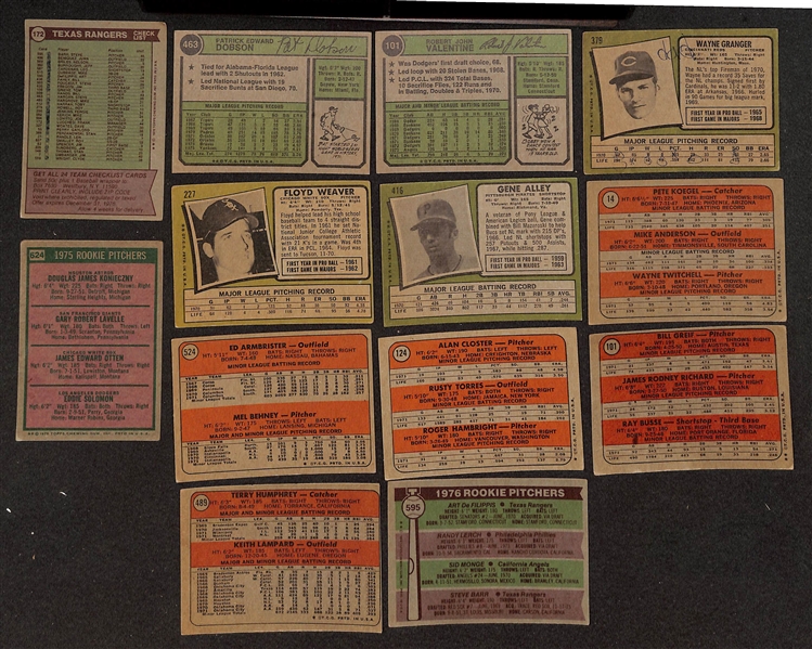 Over (110) Signed 1970-1976 Topps Baseball Cards w. Lucchesi, Dobson, Valentine, (7) Rookie Star Cards, + (JSA Auction Letter)