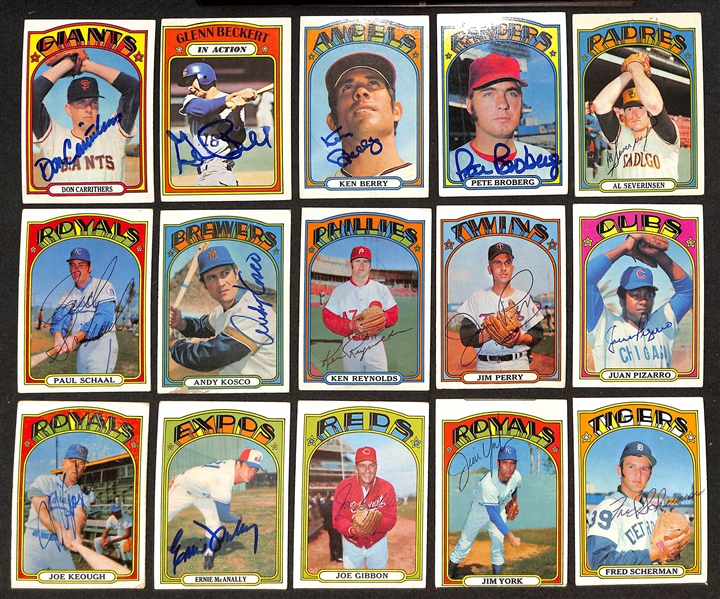 Over (110) Signed 1970-1976 Topps Baseball Cards w. Lucchesi, Dobson, Valentine, (7) Rookie Star Cards, + (JSA Auction Letter)