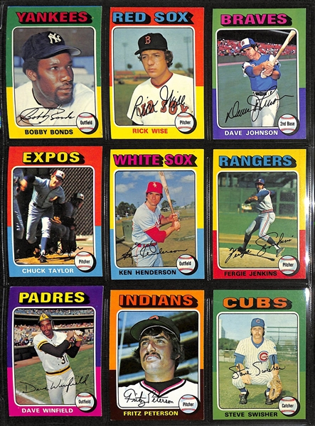 1975 Topps (660) Card Complete Set w. George Brett (RC) & Robin Yount (RC)