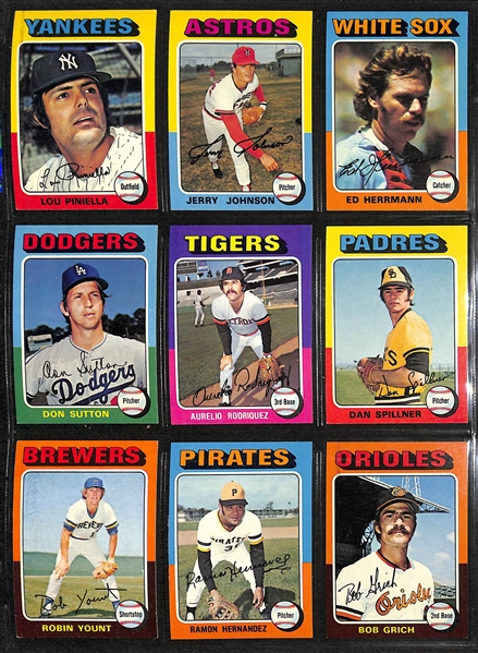 1975 Topps (660) Card Complete Set w. George Brett (RC) & Robin Yount (RC)