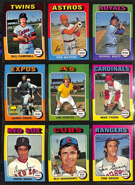 1975 Topps (660) Card Complete Set w. George Brett (RC) & Robin Yount (RC)