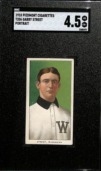 1910 T206 Piedmont Cigarettes Gabby Street Graded SGC 4.5