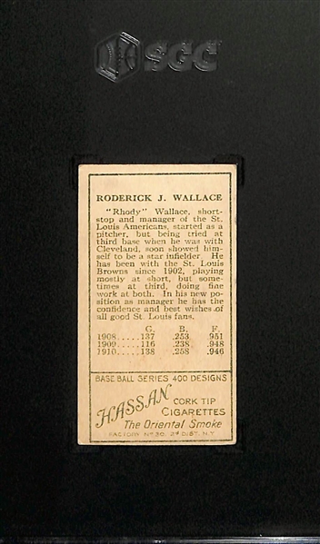 1911 T205 Hassan Cigarettes Bobby Wallace (HOF, With Cap) Graded SGC 4