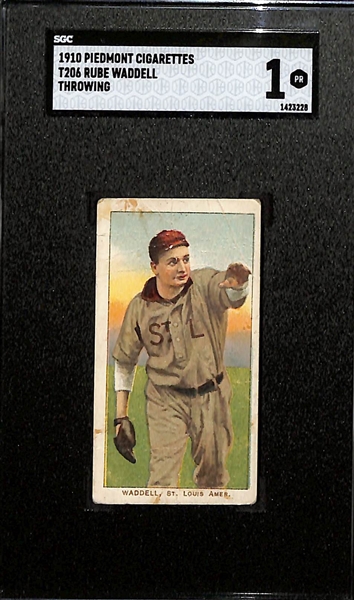 1910 T206 Piedmont Cigarettes Rube Waddell (HOF, Throwing) Graded SGC 1