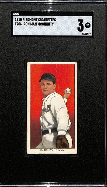 1910 T206 Piedmont Cigarettes Iron Man McGinnity (HOF) Graded SGC 3